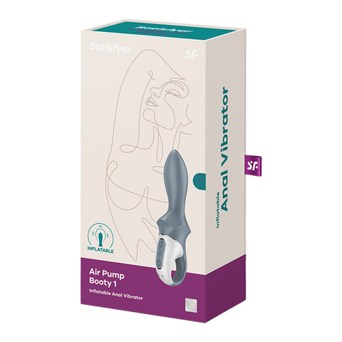 Satisfyer Air Pump Booty 1 Grey Inflatable Anal Vibrator 12 Vibes Butt Plugs - Vibrating