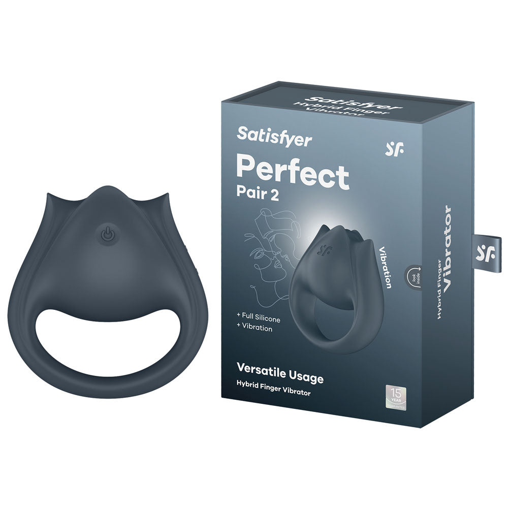Satisfyer Perfect Pair 2 Grey USB Rechargeable Couples Ring Grey Cock Rings Vibrating