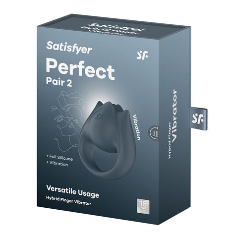 Satisfyer Perfect Pair 2 Grey USB Rechargeable Couples Ring Cock Rings Vibrating