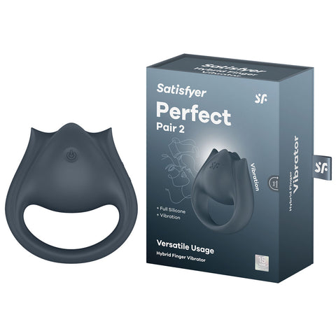 Satisfyer Perfect Pair 2 Grey USB Rechargeable Couples Ring Grey Cock Rings Vibrating