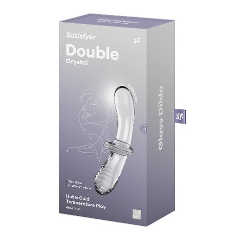 Satisfyer Double Crystal Glass Dildo for Temperature Play Clear DONGS Glass