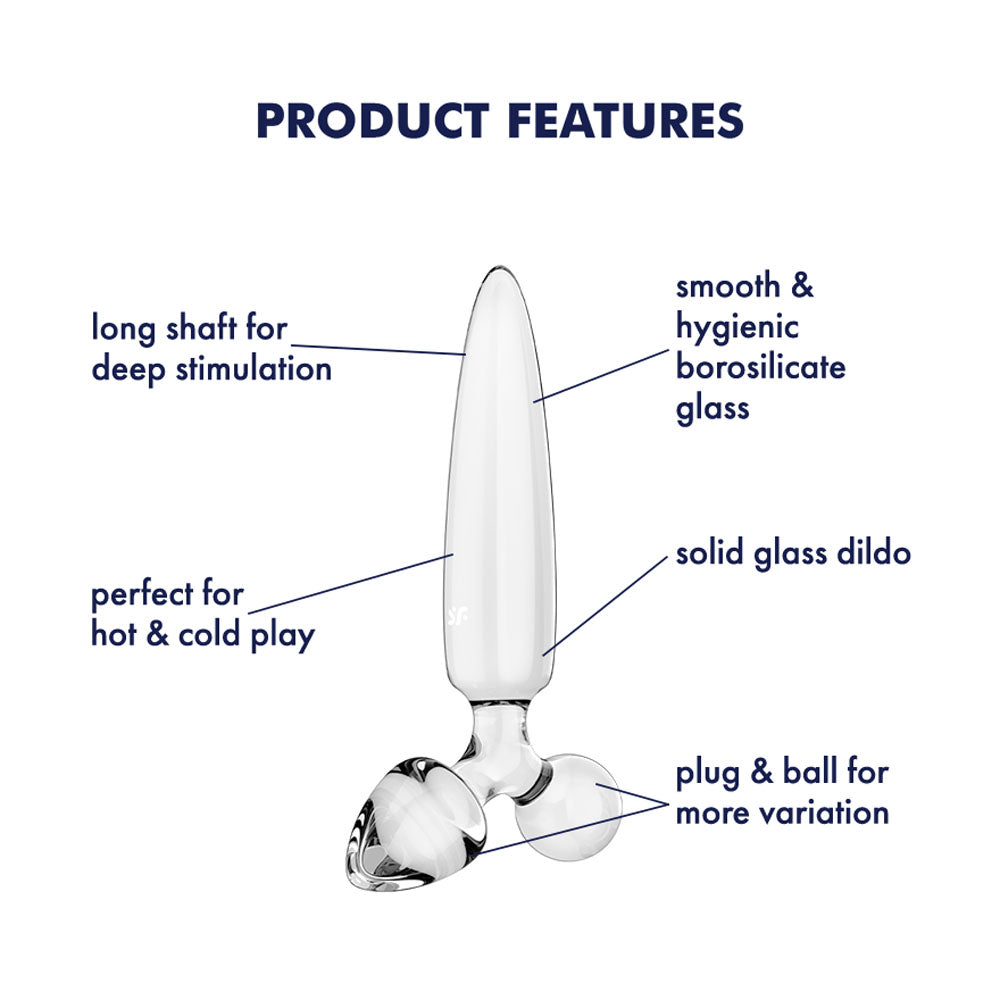 Satisfyer Triple Crystal 1 Transparent – Glass Dildo 21 cm with Two Additional Smaller Plugs > Glass > Dildos