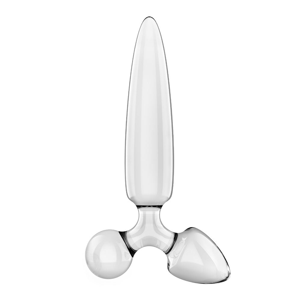 Satisfyer Triple Crystal 1 Transparent – Glass Dildo 21 cm with Two Additional Smaller Plugs > Glass > Dildos