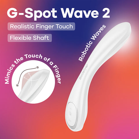 Satisfyer G-Spot Wave 2 - - 23.6 cm USB Rechargeable Flicking Tip Vibrator White VIBRATORS-PREMIUM