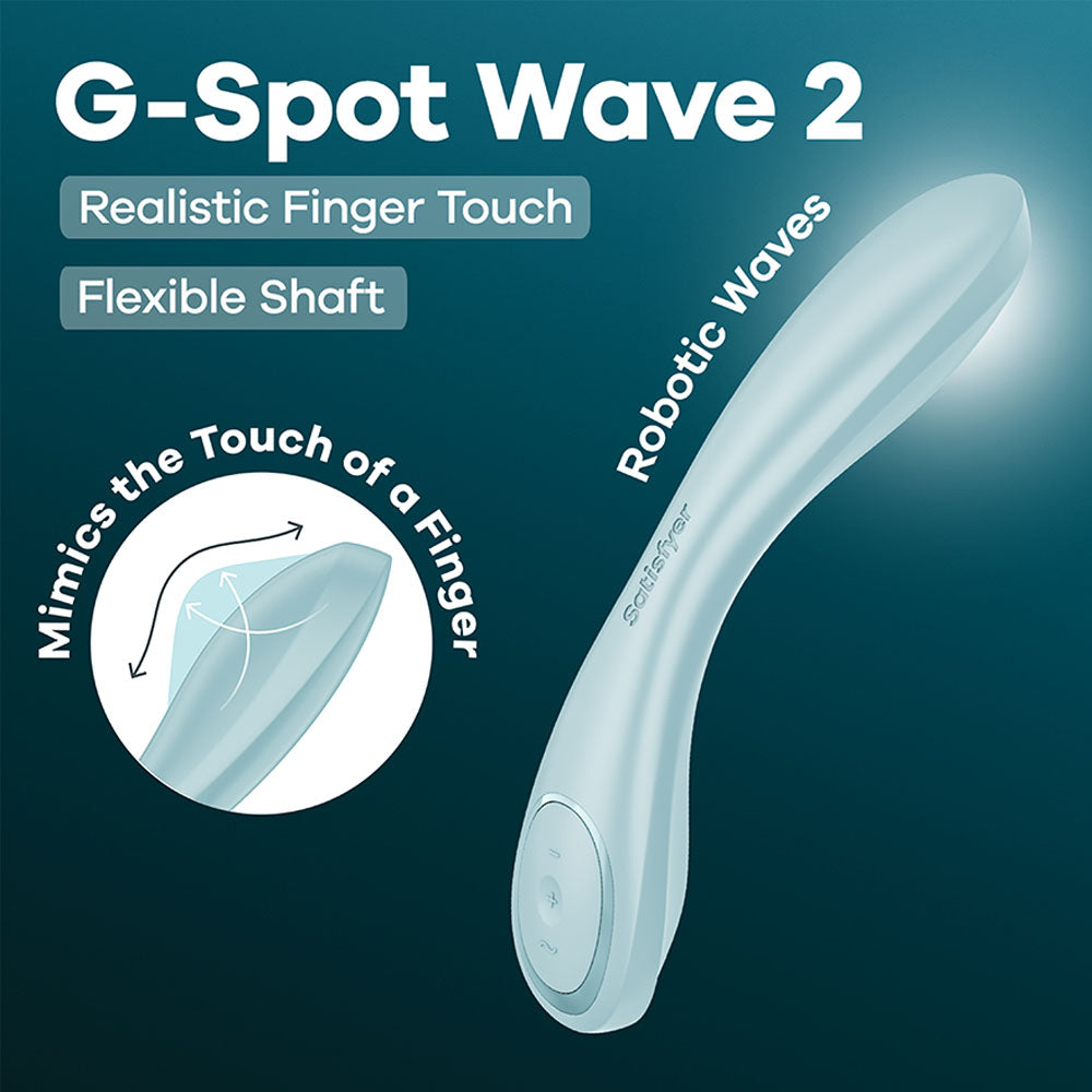 Satisfyer G-Spot Wave 2 - Ice - Ice 23.6 cm USB Rechargeable Flicking Tip Vibrator Blue VIBRATORS-PREMIUM