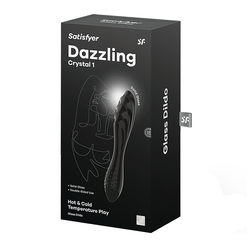 Satisfyer Dazzling Crystal 1 - Black 7.25 Inch Glass Dildo Black DONGS Glass