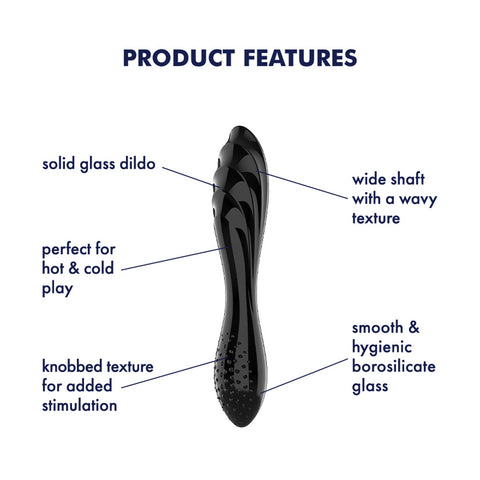 Satisfyer Dazzling Crystal 1 - Black 7.25 Inch Glass Dildo DONGS Glass