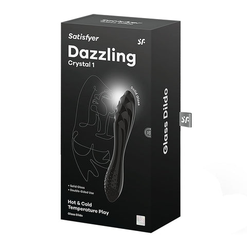 Satisfyer Dazzling Crystal 1 - Black 7.25 Inch Glass Dildo DONGS Glass