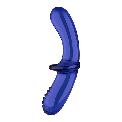 Satisfyer Double Crystal Blue - Glass Dildo for Temperature Play DONGS Glass