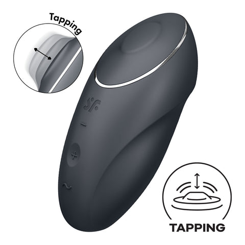Satisfyer Tap & Climax 1 - Grey Lay-On Vibrator 8.6 Inch STIMULATORS
