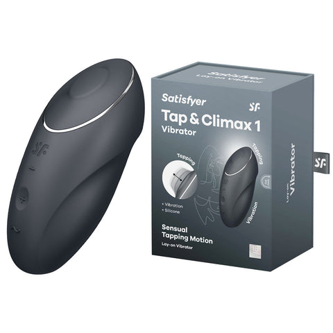 Satisfyer Tap & Climax 1 - Grey Lay-On Vibrator 8.6 Inch Grey STIMULATORS