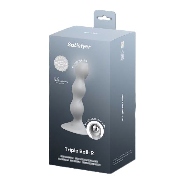 Satisfyer Triple Ball-R Grey Beaded Anal Plug for Intense Pleasure Grey Anal Beads
