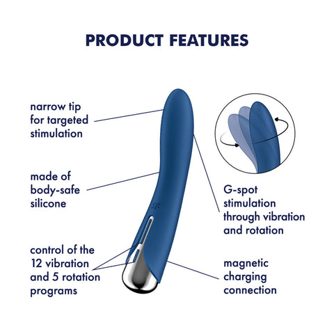 Satisfyer Spinning Vibe 1 Blue 17.8 cm Rotating Vibrator > Vibrators > Standard Vibrators
