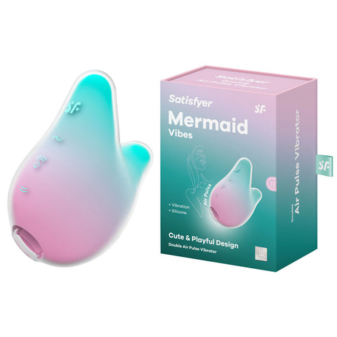 Satisfyer Mermaid Vibes USB Rechargeable Air Pulse Stimulator Mint/Pink Green AIR PULSATION