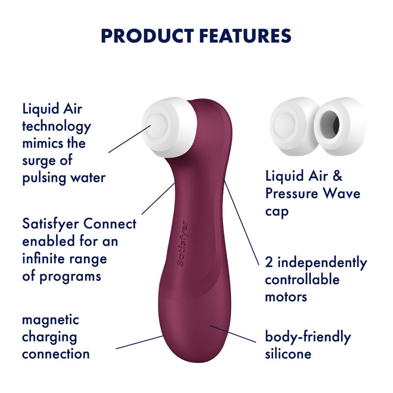 Satisfyer Pro 2 Gen 3 – App-Controlled Rechargeable Clitoral Stimulator - Wine Red > Sex Toys For Ladies > Air Pulsation