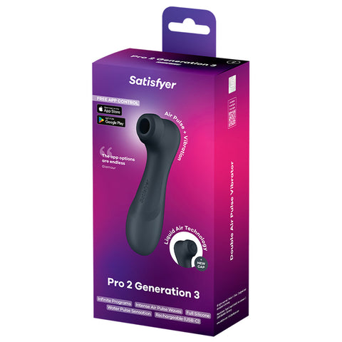 Satisfyer Pro 2 Gen 3 App Control Clitoral Stimulator in Black > Sex Toys For Ladies > Air Pulsation