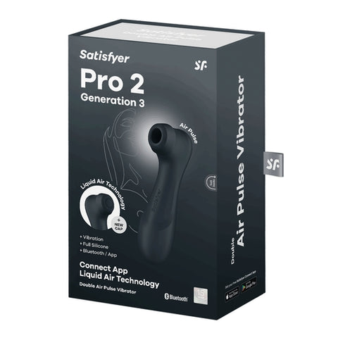 Satisfyer Pro 2 Gen 3 App Control Clitoral Stimulator in Black Black STIMULATORS