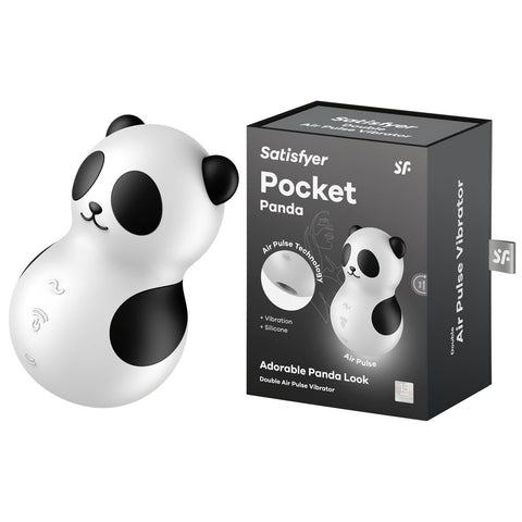 Satisfyer Pocket Panda Air Pulse Vibrator for Thrilling Pleasure Black STIMULATORS