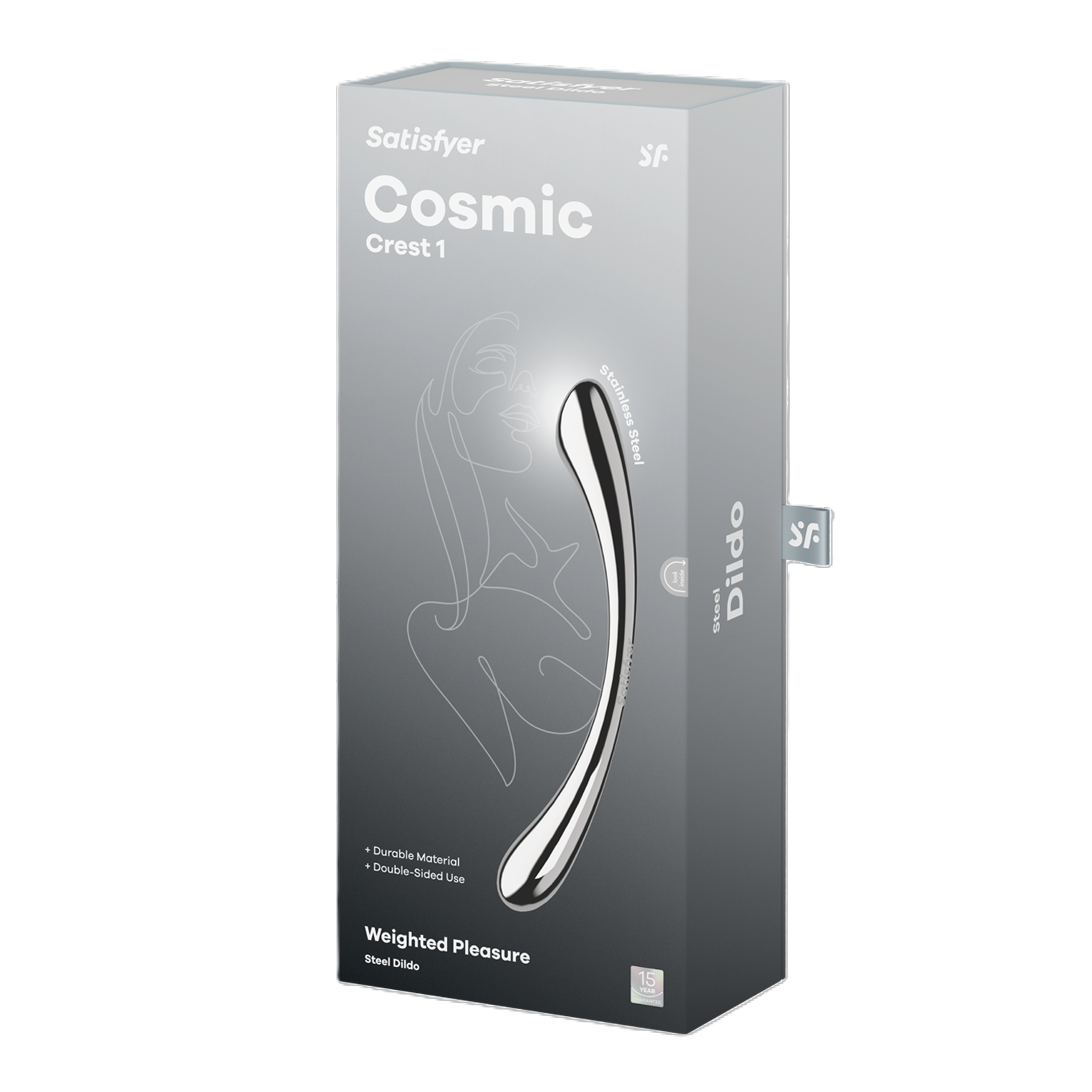 Satisfyer Cosmic Crest Stainless Steel Curved Dildo 24cm Chrome DONGS