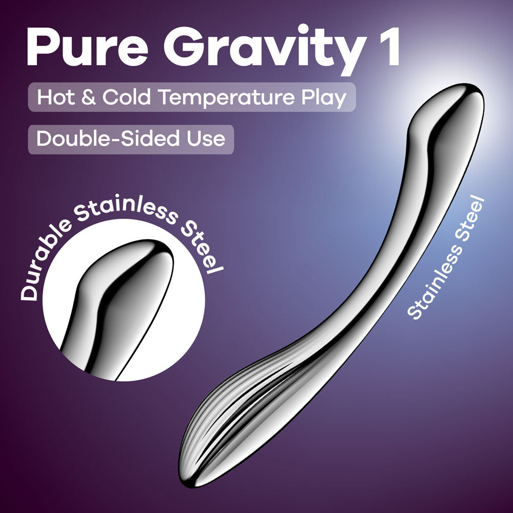 Satisfyer Pure Gravity 1 Steel 22cm Stainless Dildo Chrome DONGS-PREMIUM