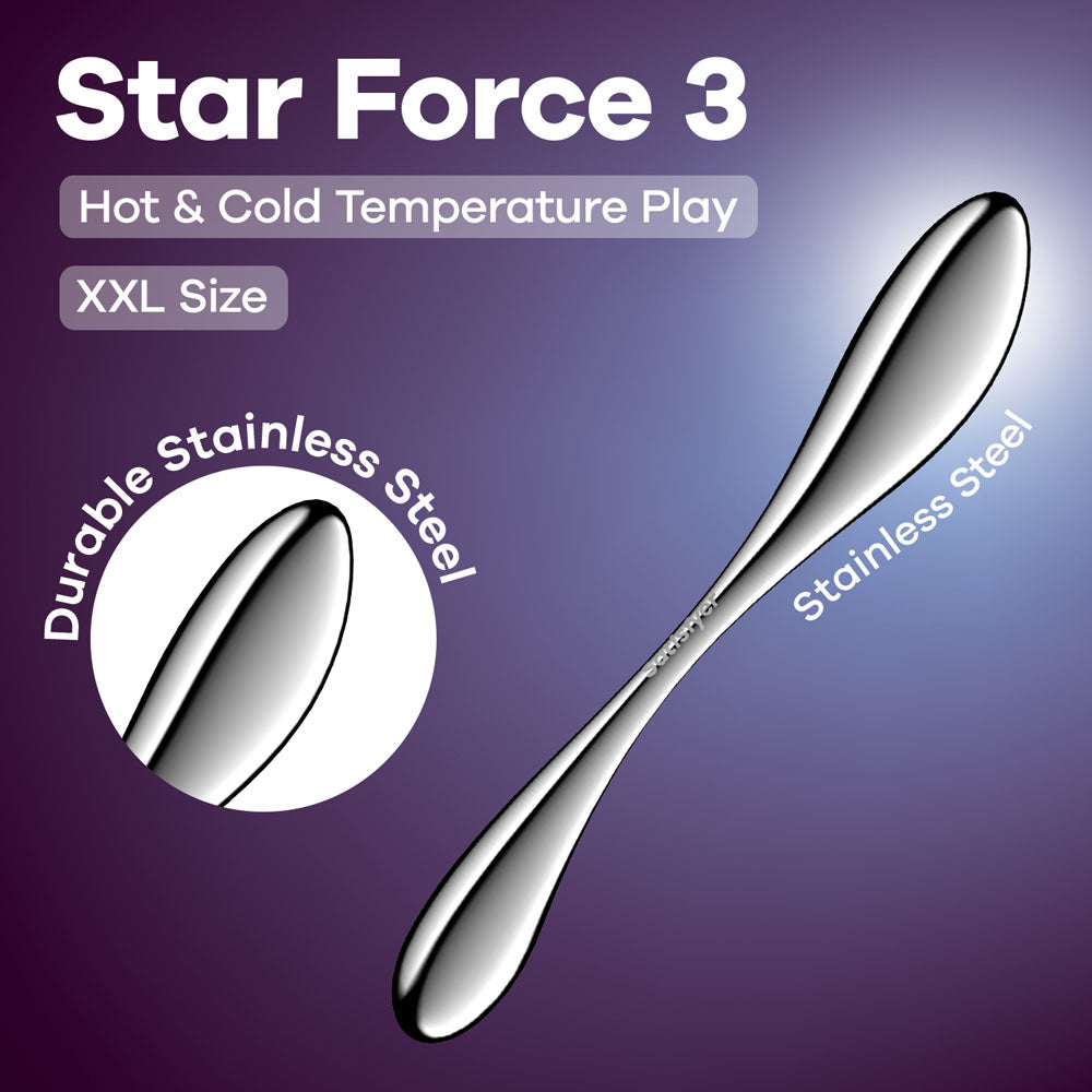 Satisfyer Star Force 3 Steel 27cm Dual Shaft Long Dildo Chrome DONGS-PREMIUM