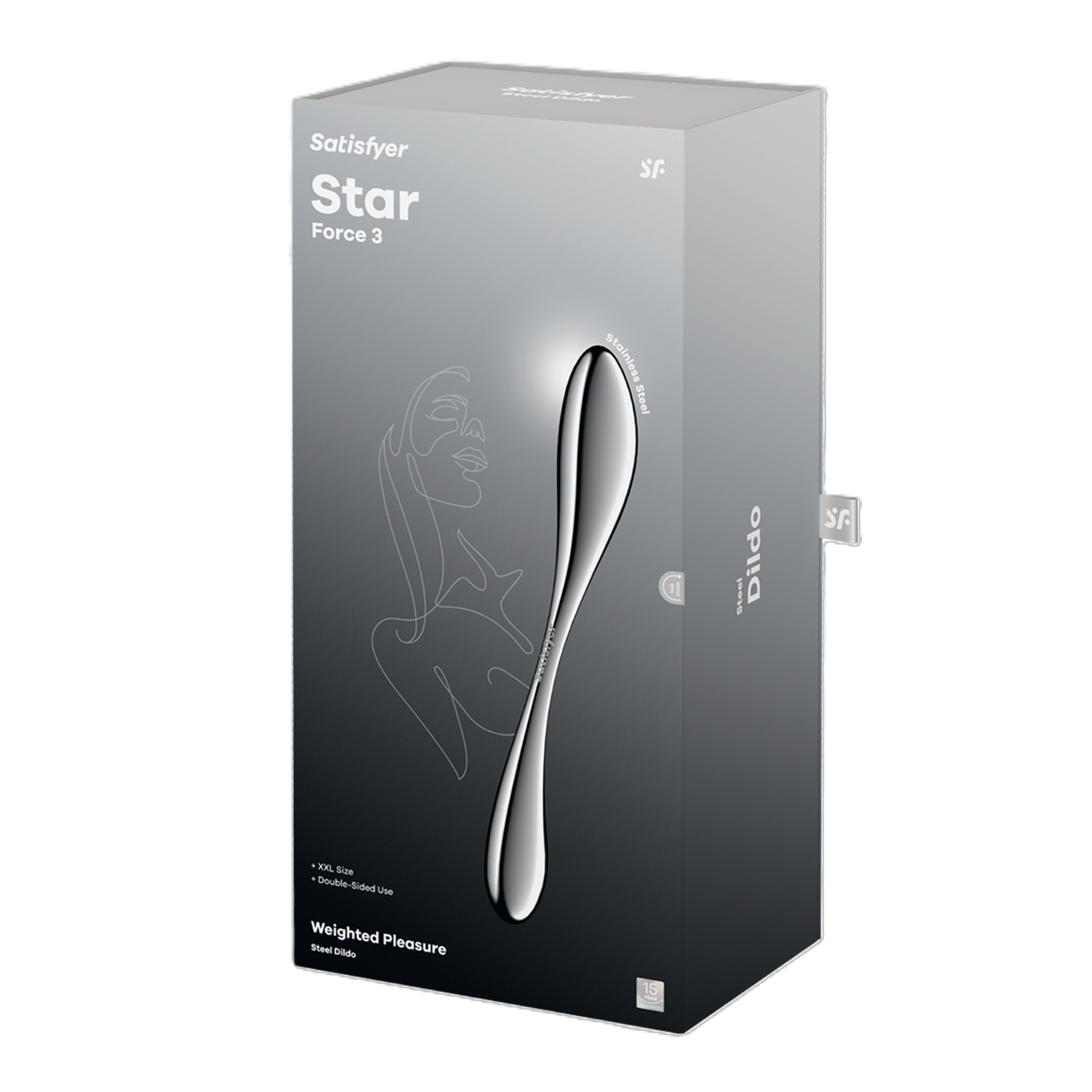Satisfyer Star Force 3 Steel 27cm Dual Shaft Long Dildo Chrome > Dildos > Double Dildos