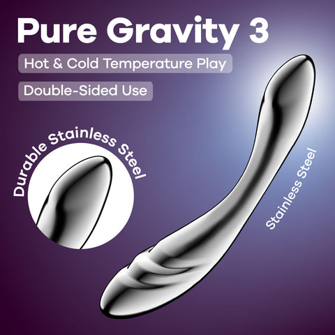 Satisfyer Pure Gravity 3 Stainless Steel 21 cm G Spot Dildo Chrome DONGS-PREMIUM