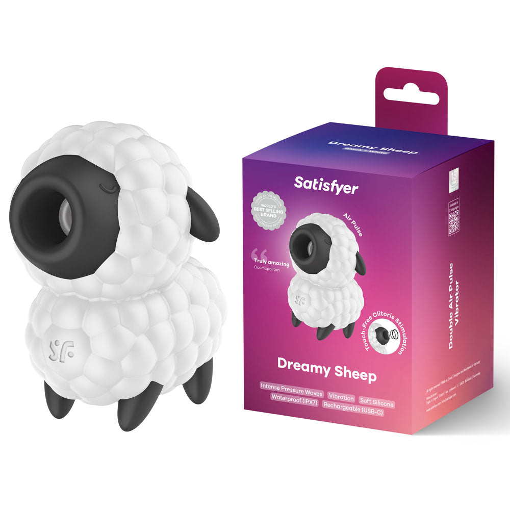 Satisfyer Dreamy Sheep - /Black USB Rechargeable Vibrating Air Pulse Stimulator White AIR PULSATION