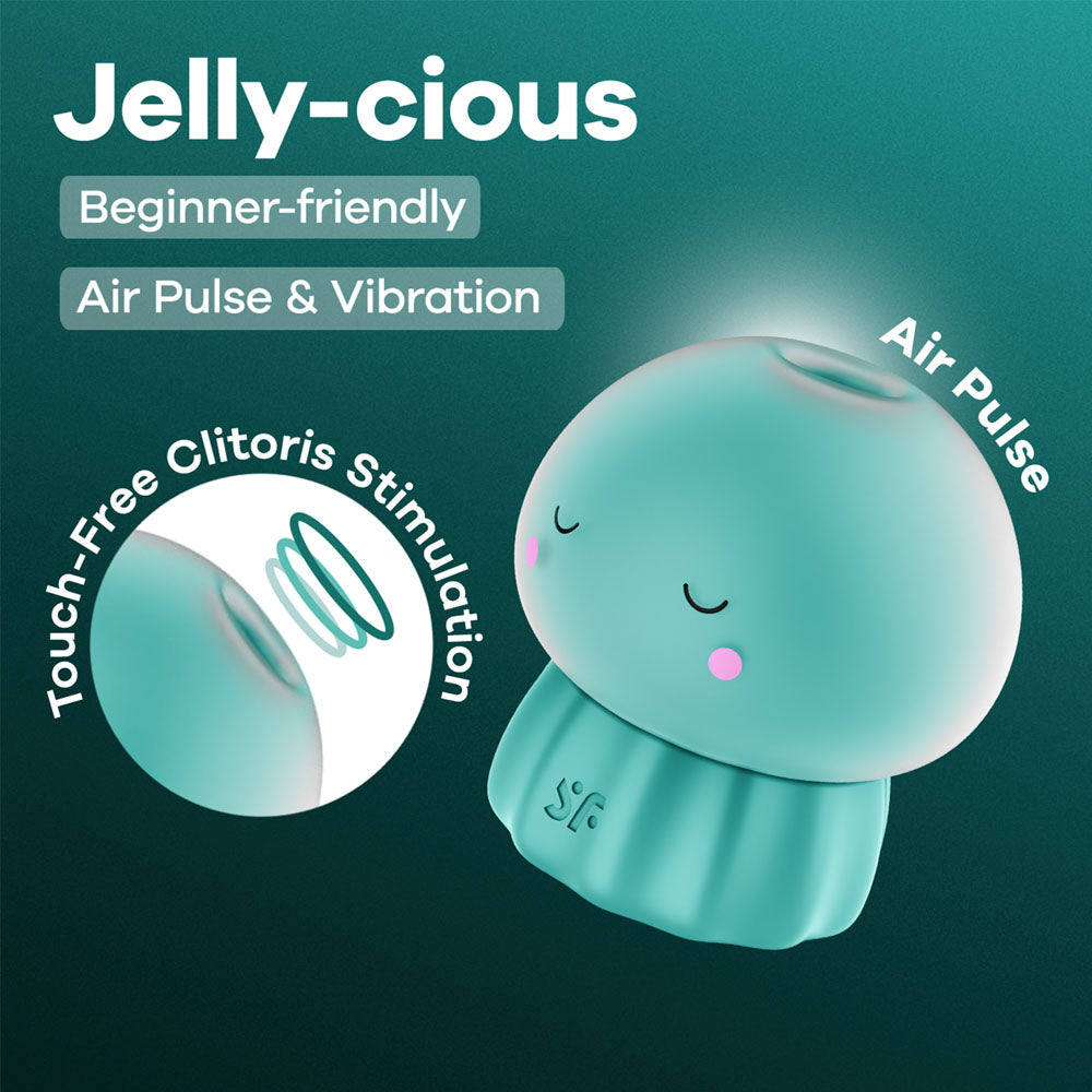 Satisfyer Jelly-Cious Waterproof Air Pulse Vibrator with Dual Motors and Multiple Intensities Green > Sex Toys For Ladies > Air Pulsation