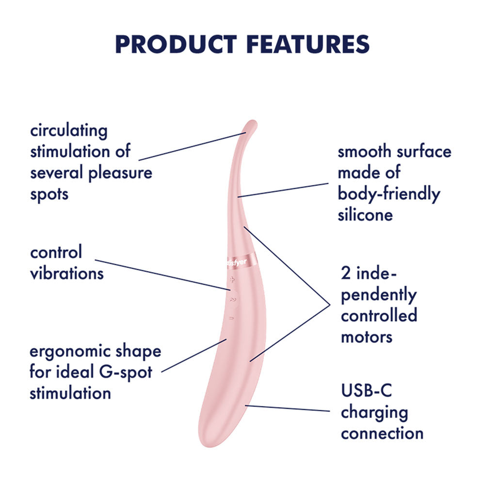 Satisfyer Tip Tease (Rose) – USB Rechargeable Rotating Vibrator with Twirling Tip > Vibrators > Standard Vibrators