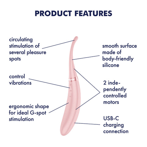 Satisfyer Tip Tease (Rose) – USB Rechargeable Rotating Vibrator with Twirling Tip > Vibrators > Standard Vibrators