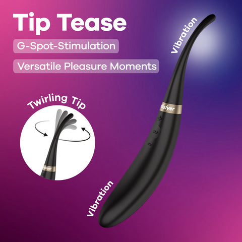 Satisfyer Tip Tease – USB Rechargeable Rotating Tip Vibrator Black > Vibrators > Standard Vibrators