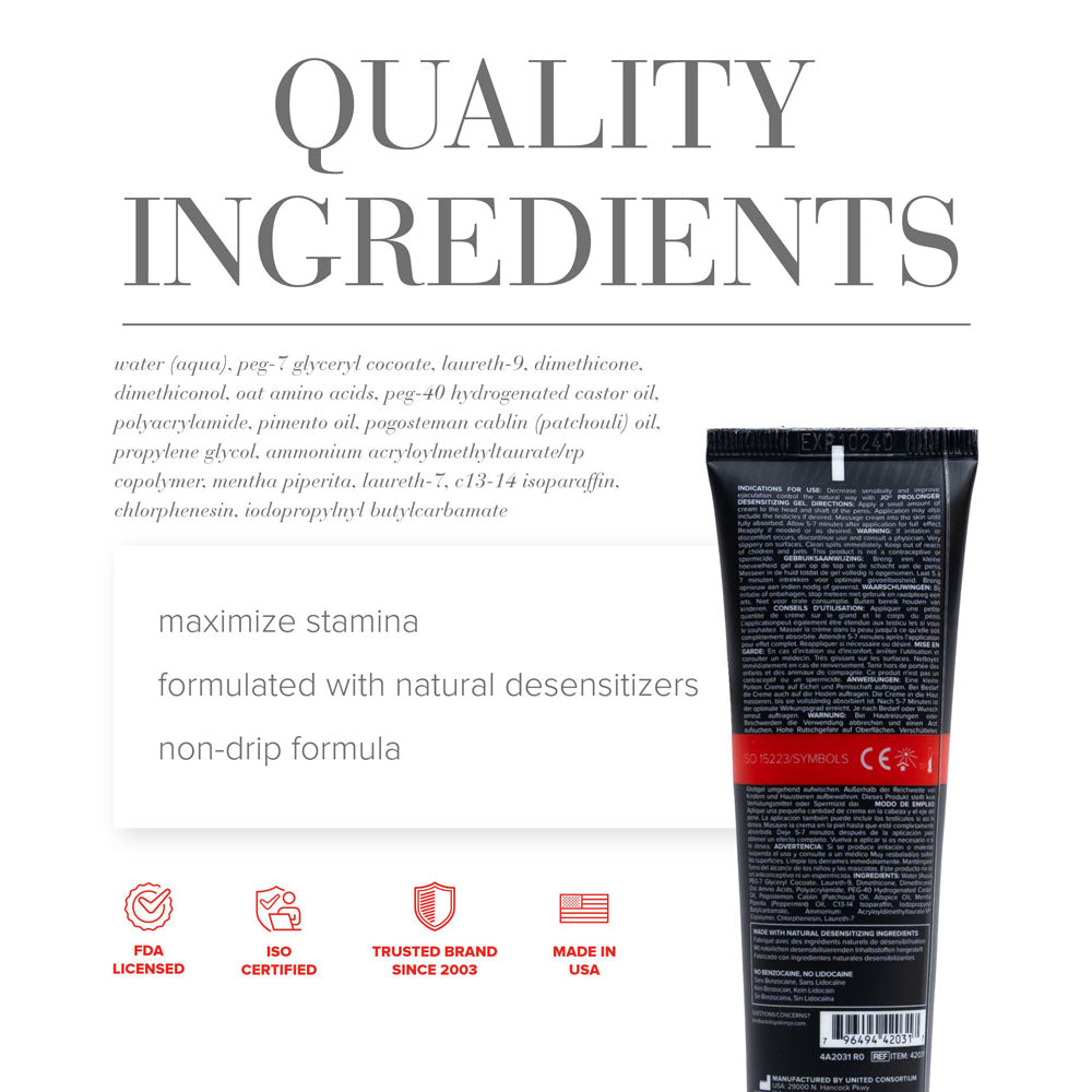 JO Prolonger Gel – Penis Desensitizing Gel 60 ml Tube > Essentials > Mens Enhancers