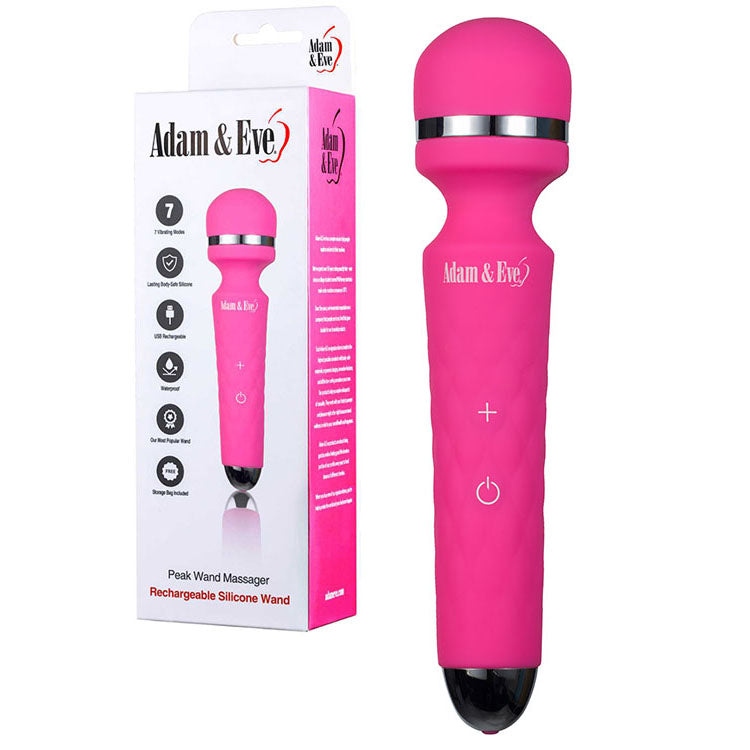 Adam & Eve Peak Wand Massager – USB Rechargeable Lightweight Wand Massager 19.1 cm Pink > Sex Toys > Massage Wands Main image