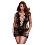 Baci Corset Front Lace Mini Dress – One Size - Black > Clothes > Dresses and Chemises