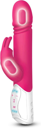 Rabbit Essentials Thrusting Rabbit Vibrator in Hot Pink with Enlarged G-Spot Tip and Charging > Vibrators > Ladies > Rabbit Multi