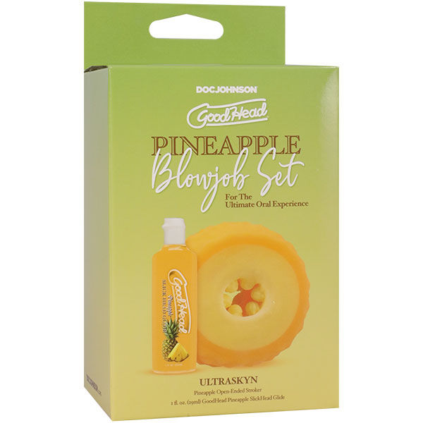 Goodhead Pineapple Blowjob Set – Textured ULTRASKYN Open-Ended Stroker Yellow > Sex Toys For Men > Masturbators > Manual Main image