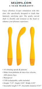 Selopa LEMON SQUEEZE Slim Vibe 18.4cm Waterproof Toy > Sex Toys For Ladies > G-Spot Vibrators