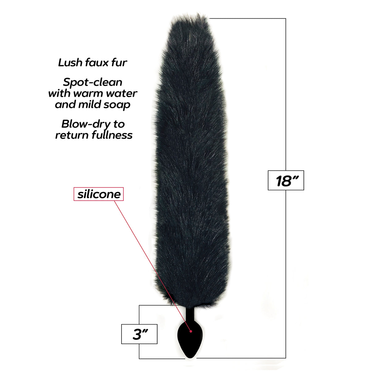 Foxy Fox Tail Silicone Butt Plug – Large Silicone Butt Plug Black > Anal Range > Tail Butt Plugs