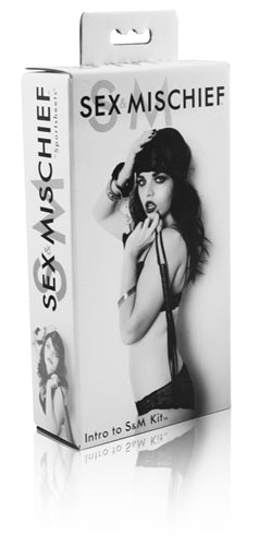 Sex & Mischief 3 Piece Intro to S&M Kit with 40 cm Whip Black Whips & Paddles