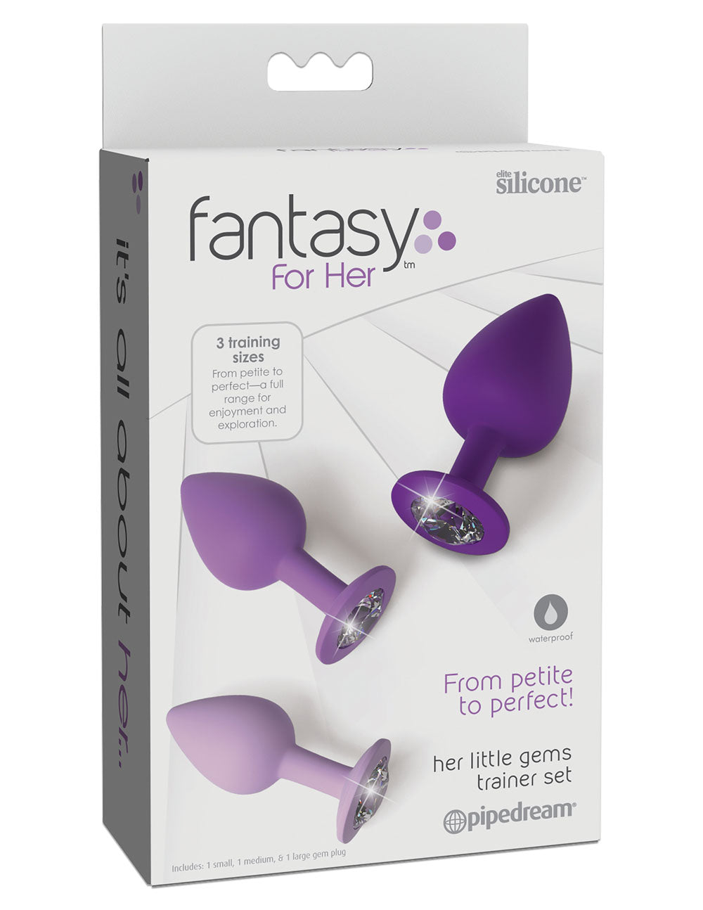 Fantasy For Her Little Gems Trainer Set Purple Set of 3 Sizes Purple > Anal Range > Butt Plug Kits