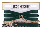 Sex & Mischief Indica Cutout Collar and Leash (Emerald Green/Gold) – Luxury Restraint Set > Bondage Gear > Collars & Leashes