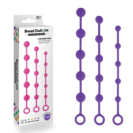 Bead Delight Silicone Anal Beads - Purple Set of 3 Sizes Purple > Anal Range > Anal Beads