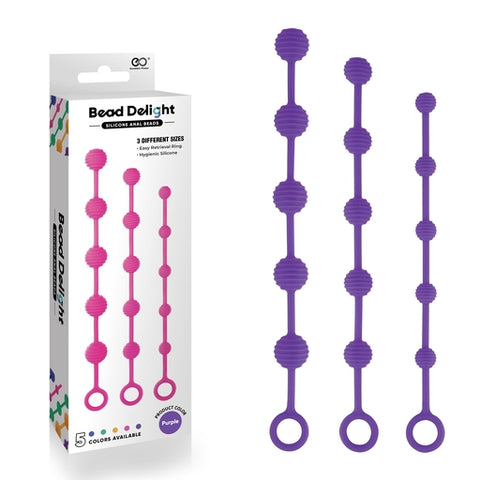Bead Delight Silicone Anal Beads - Purple Set of 3 Sizes Purple > Anal Range > Anal Beads