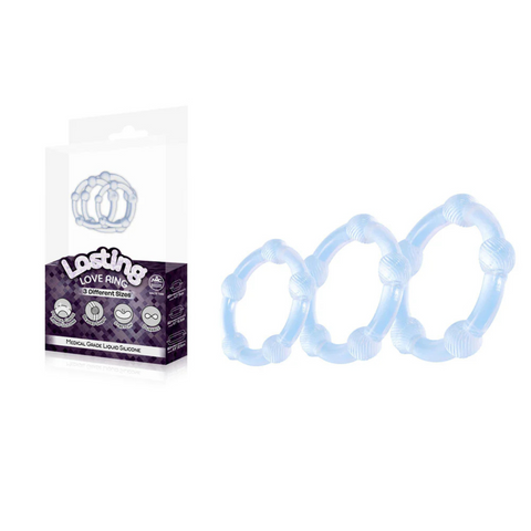 Lasting Love Ring 3 Piece Set - Silicone Cock Rings - Clear Clear COCK RING Set