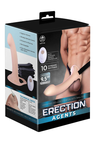 Erection Agents USB Rechargeable Vibrating Hollow Strap-On (24 cm) – Powerful Strap-On Flesh STRAP-ONS