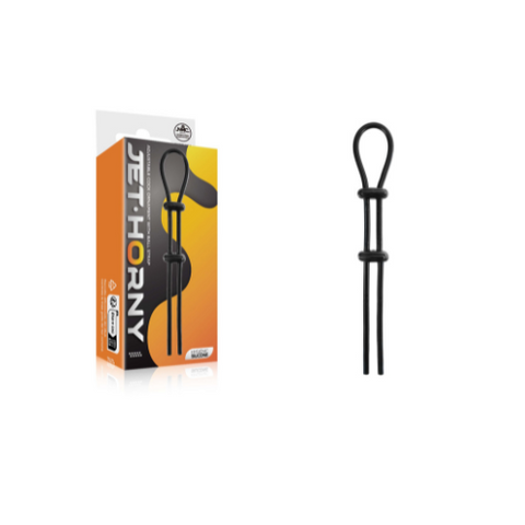 Jet Horny Adjustable Cock and Ball Lasso Ring Black COCK RINGS