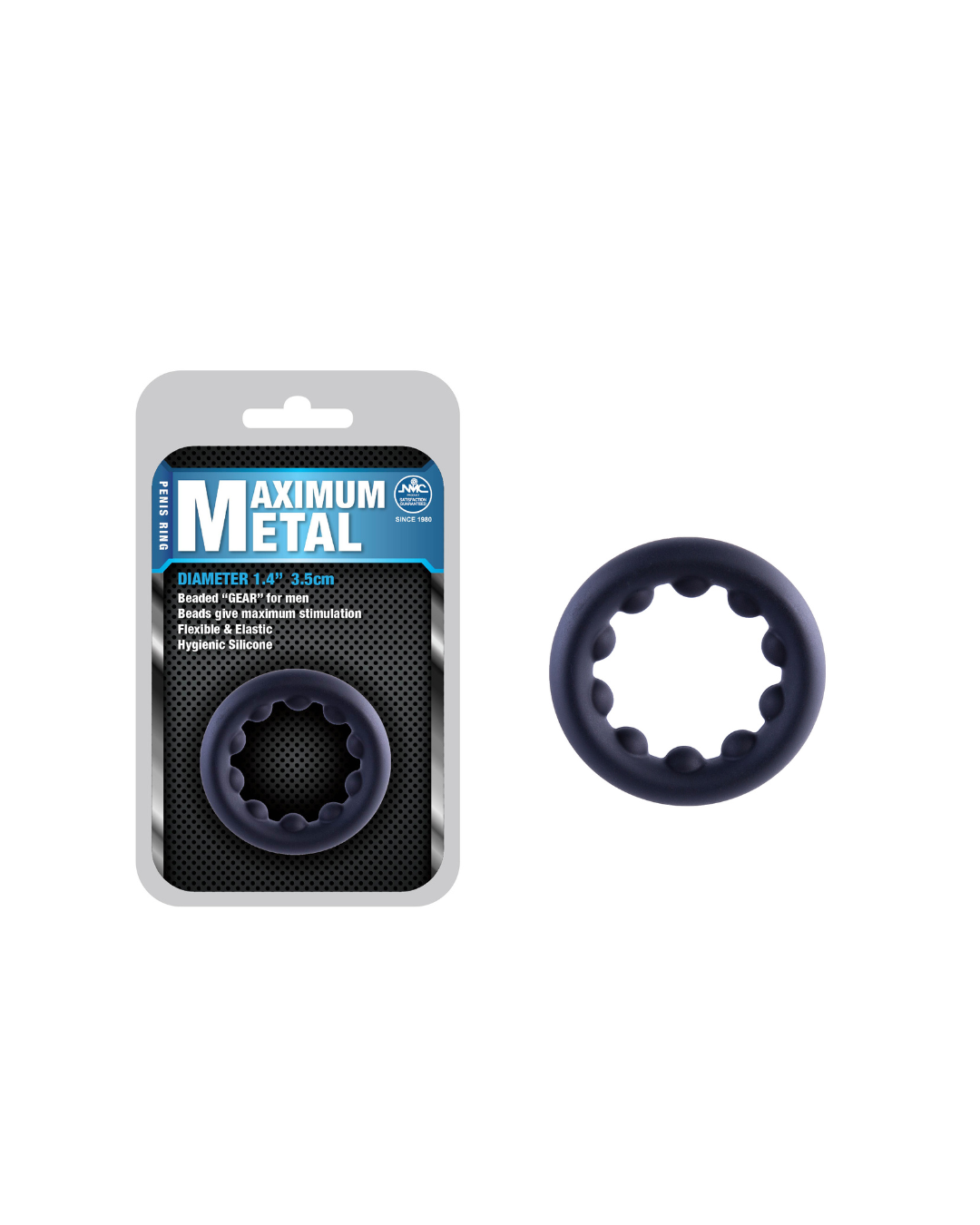 Maximum Metal – Sleek Beaded Metal Cock Ring 35 Mm Diameter Secondary image