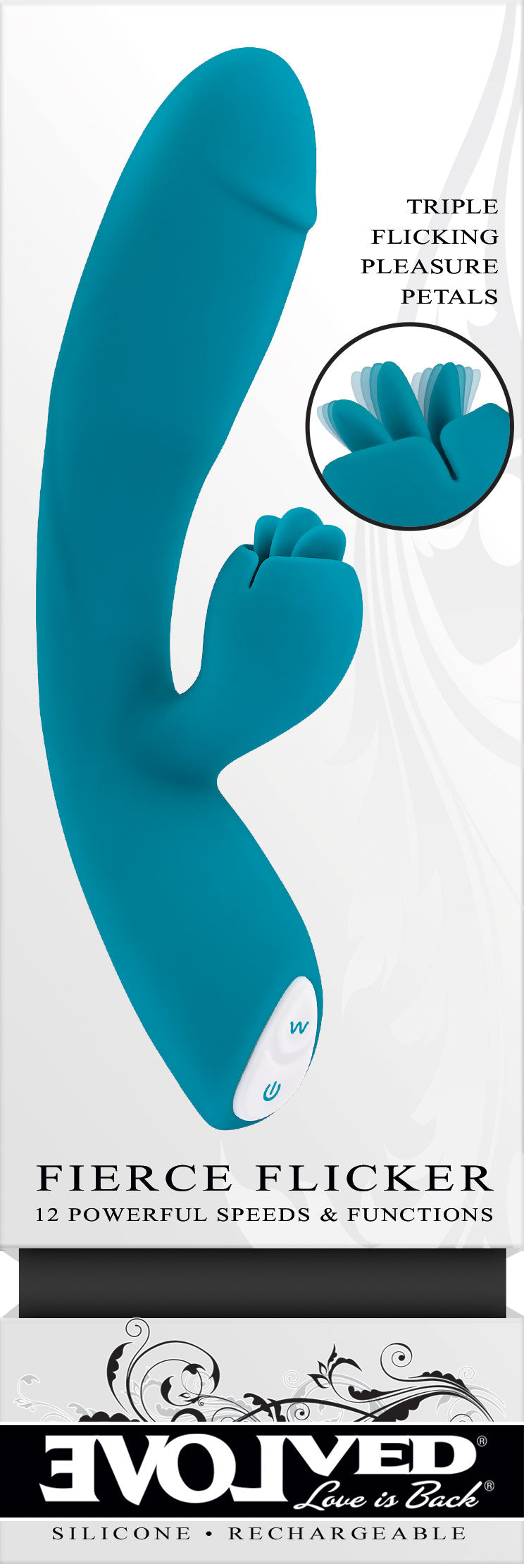 Evolved FIERCE FLICKER Dual Vibe 19.5cm Waterproof > Vibrators > Ladies > Rabbit