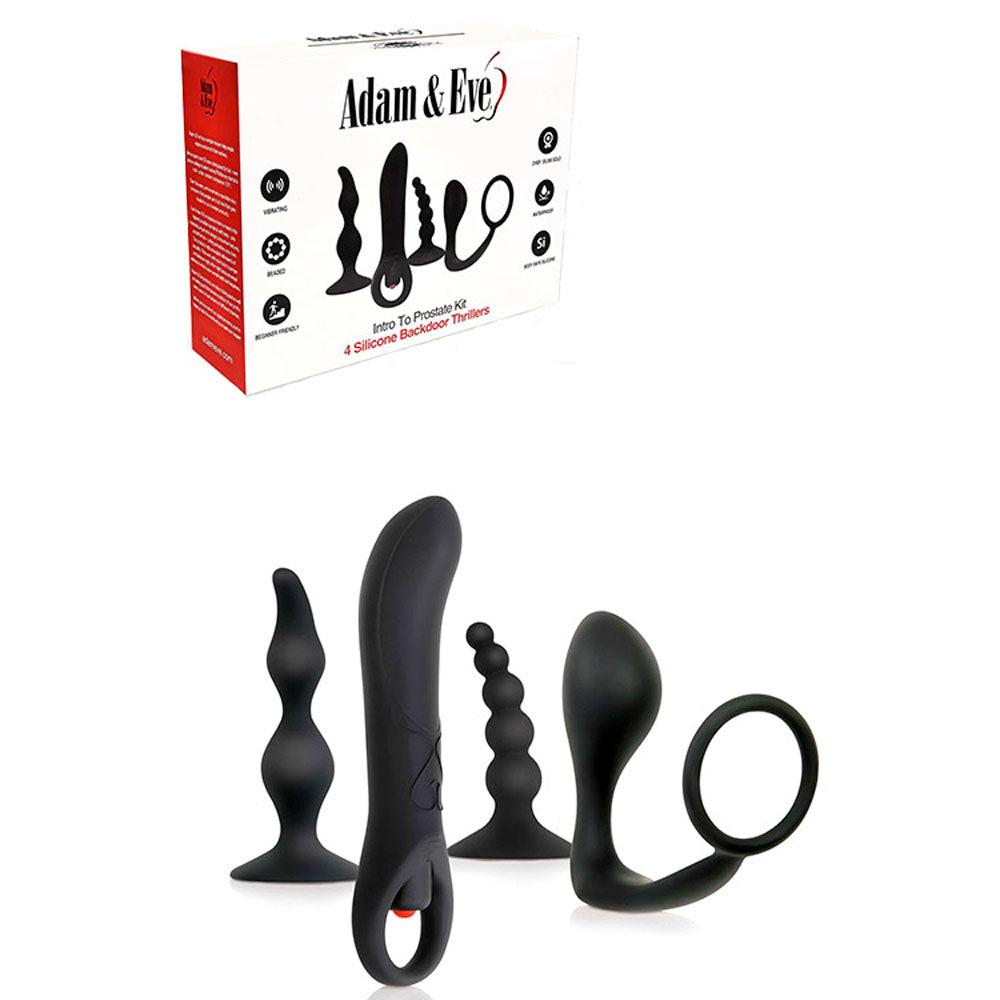 Adam & Eve Intro to Prostate Kit – 4-Piece Prostate Toy Kit Black > Anal Range > Butt Plug Kits